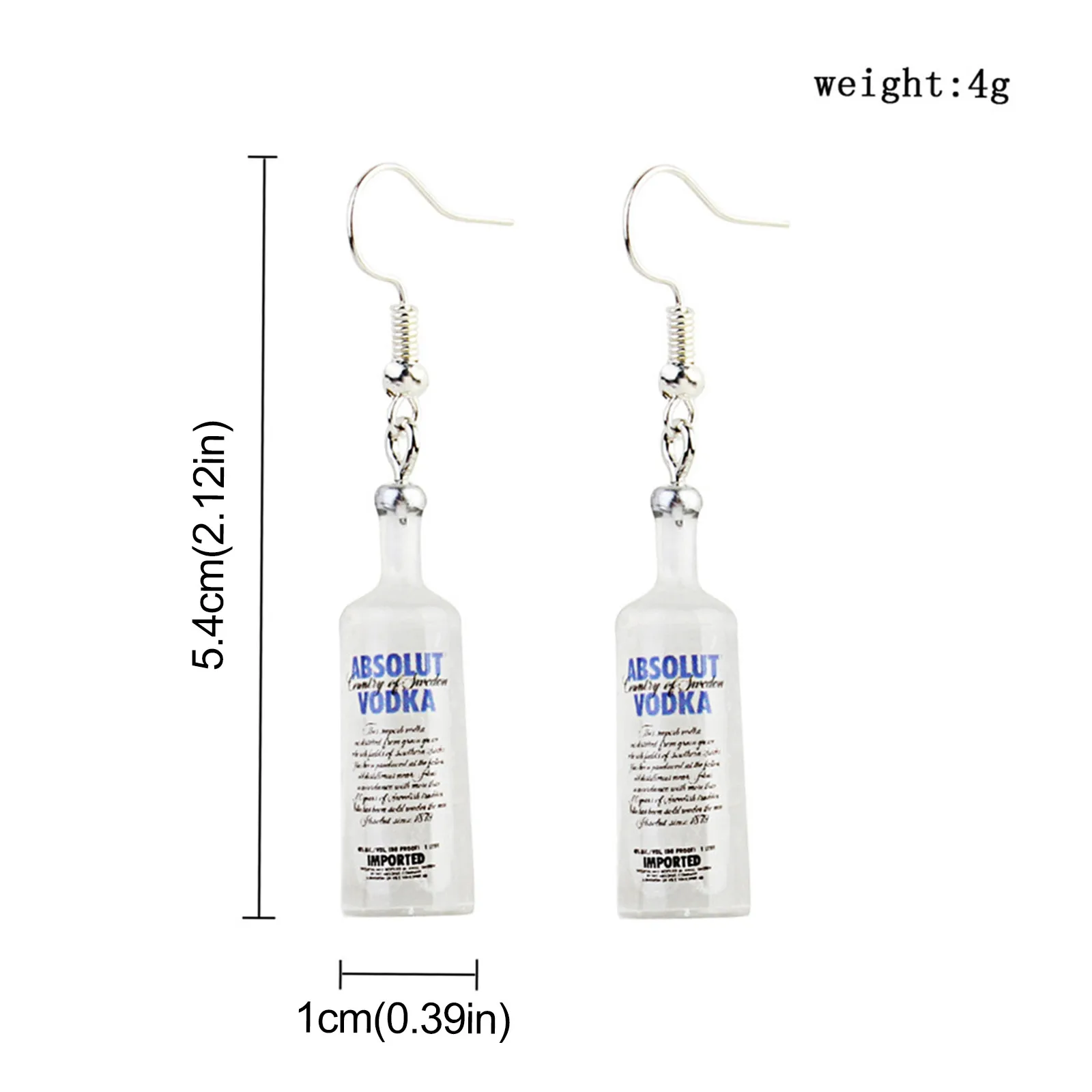 Small Wine Bottle Mini Vodka Earrings Transparent Drink Bottle Ear Clip Stylish And Fashion Design Accessories Pendientes