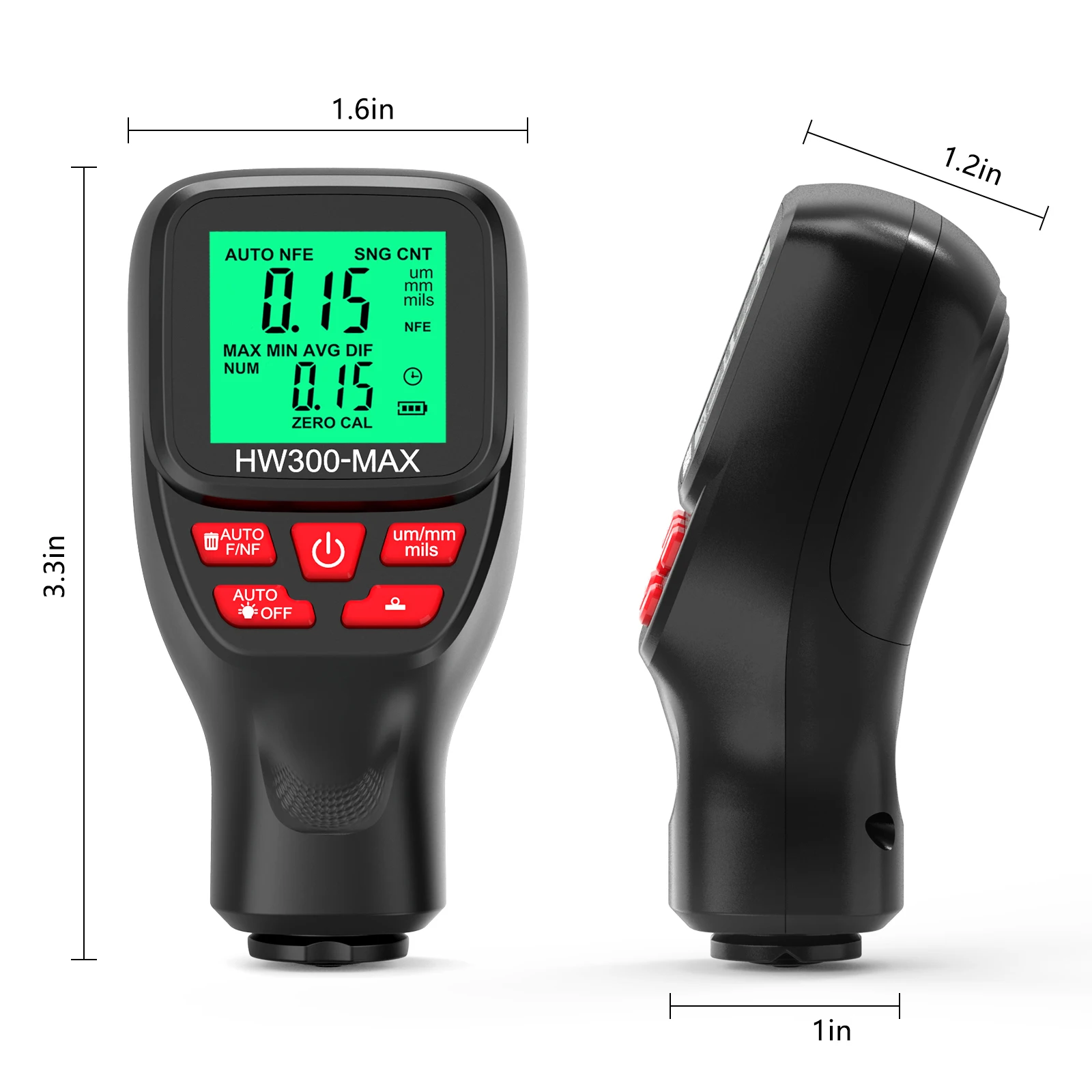 0-2000UM Thickness Gauge High Precise LCD Digital Automobile Film Thickness Meter Car Paint Coating Tester