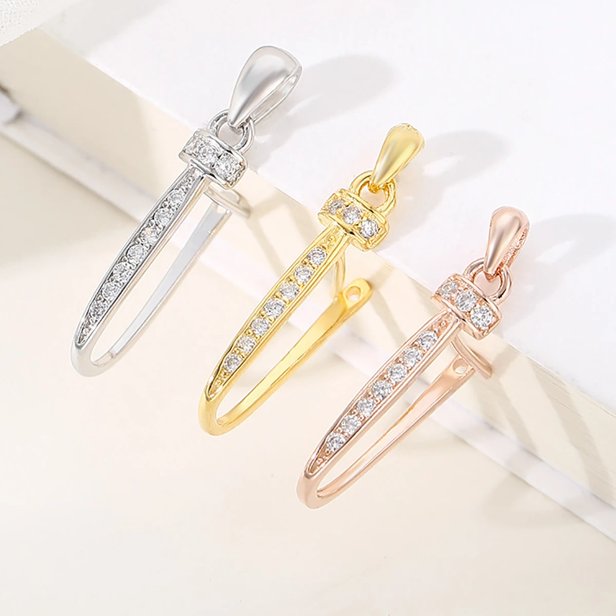 2Pcs/lot S925 Sterling Silver Inlaid Zircon Necklace Pendant Buckle Pendant Clip Buckle Jade Honey Wax Button Jewelry Making