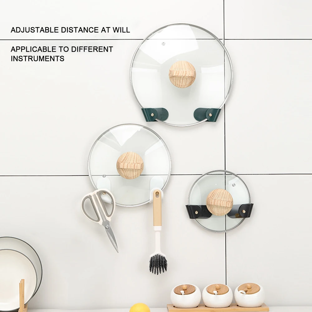 

Plastic Wall-Mounted Pot Lid Rack Universal Sturdy Storage Holder Kitchen Supplies