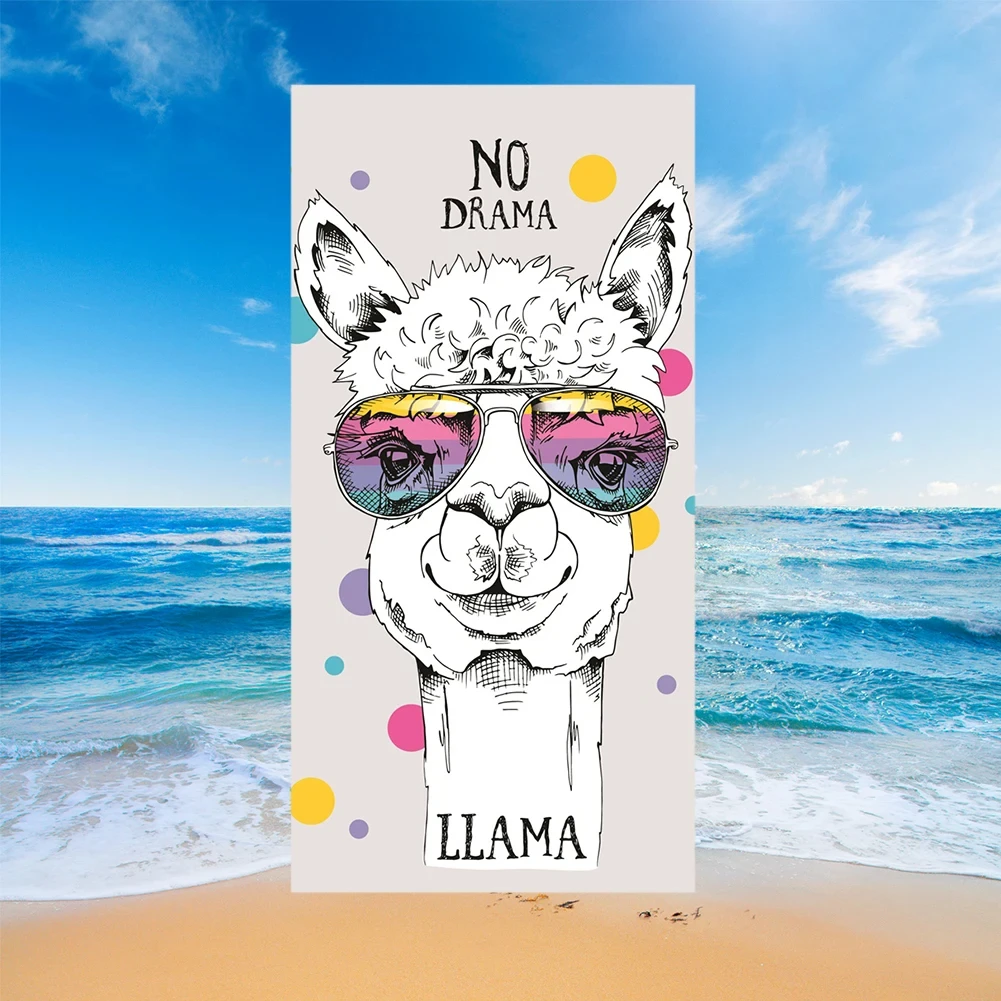 

Cute Llama Alpaca Pattern Beach Towel Cartoon Animal Bath Towel For Sport Camping Yoga Surf Microfiber Quick Dry Swimming Cover