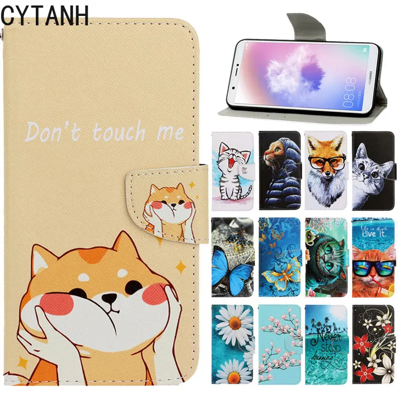 Custodia In Pelle Per Huawei P Smart Case Coque Huawei P Smart 2018 Psmart Fig-Lx1 Fig-Lx2 Fig-Lx3 Fig-La1 Cover Flip Wallet Case