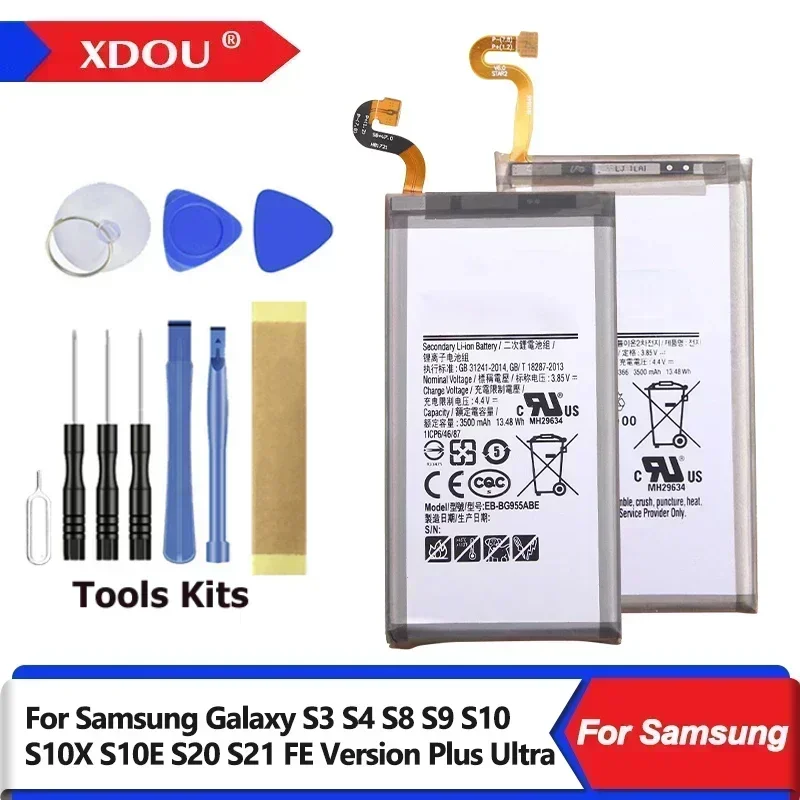 Bateria Xdou para Samsung Galaxy Eb-bg973abu Eb-bg975abu Eb-bg980aby Galaxy s3 s4 s8 s9 S10 S10x S10e S20 S21 Versão fe Plus Ultra Novo