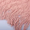Nordic Knitted Tassels Fringe Pink Blankets Lightweight Throw Solid Blanket Cozy Farmhouse All Season Comfort For Wedding Gift 4