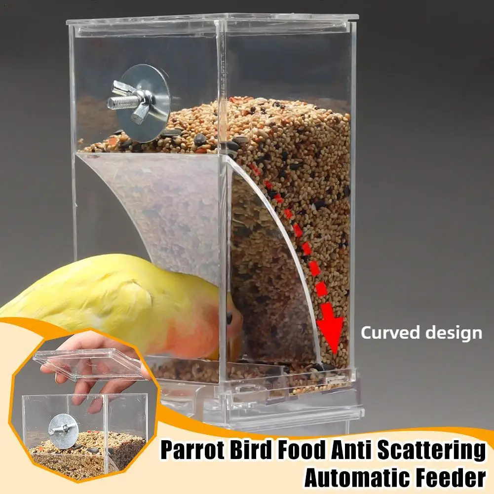 No Mess Bird Feeders Automatic Parrot Feeder Drinker For Small And Medium Parakeets Convenient Acrylic Seed Food Container