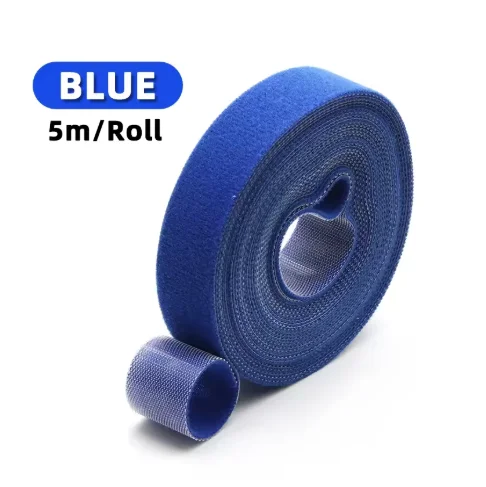 Colorful Adhesive Back-to-Back Hook & Loop Strap Roll - Versatile Cable Management and Organization Solution (5m Roll)