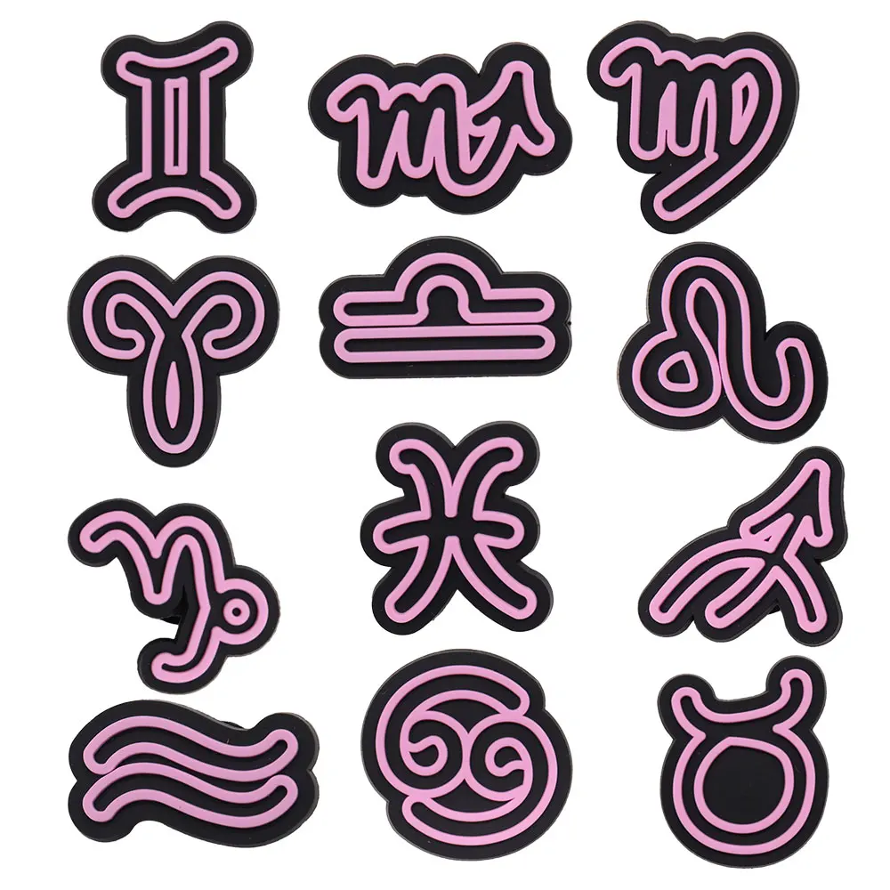 

50Pcs Wholesale Mix Scorpio Libra Constellation DIY Backpack Croc Jibz Charms Decorations Taurus Shoe Buckle Accessories