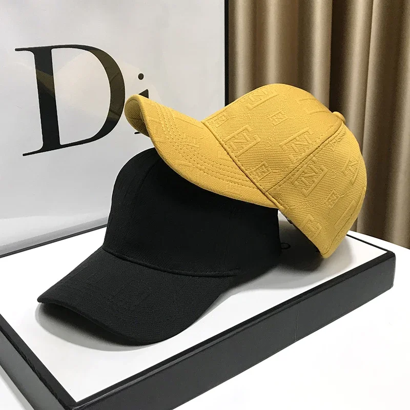 Online Celebrity Cap Women's Autumn/Winter Yellow Hats 2022 New Letter Sun  Protection Caps Curved Eaves Hard Top Baseball Cap