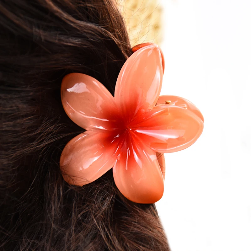 Lot De 6 Pinces à Cheveux En Forme De Fleur Pour Femmes Et Filles, Pinces à Cheveux En Forme De Fleur Hawaïenne Pour Cheveux Fins, Grandes Pinces à Cheveux Mignonnes Pour Cheveux
