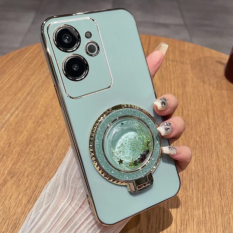 Plating Silicone Quicksand Stand Holder Case