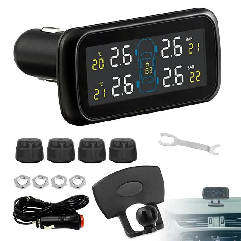 

Car Tire Pressure Monitor Smart Sensor For Accurate Tire Pressure 0-116 PSI Monitor Lighter Socket Powered Lcd Digital Display