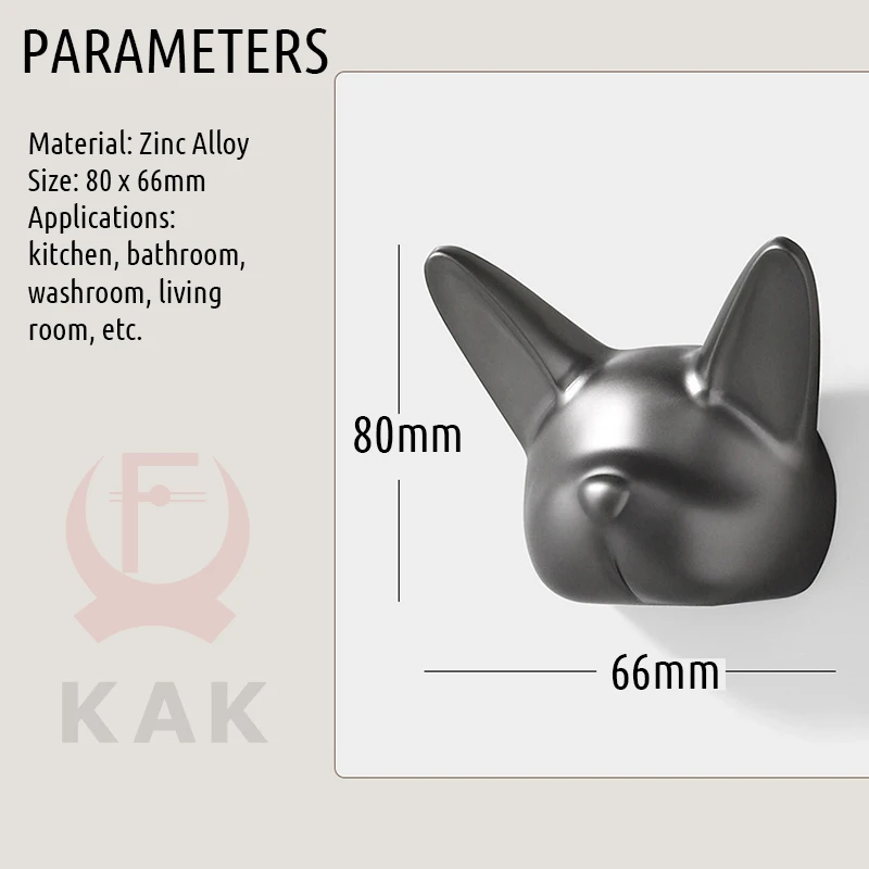 KAK Bulldog Design Wall Hanging Hooks Coat Hook Bag Hat Rack Rackers Zinc Alloy Wall Decorations for Kis Hardware Fittings 6