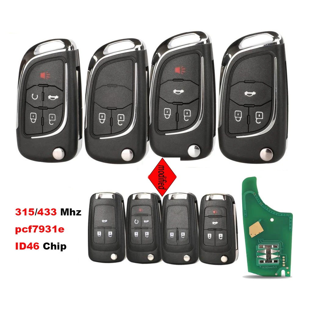 315/434Mhz PCF7931E ID46 Chip Remote Car Key Control For Chevrolet Malibu Cruze Aveo Spark Sail