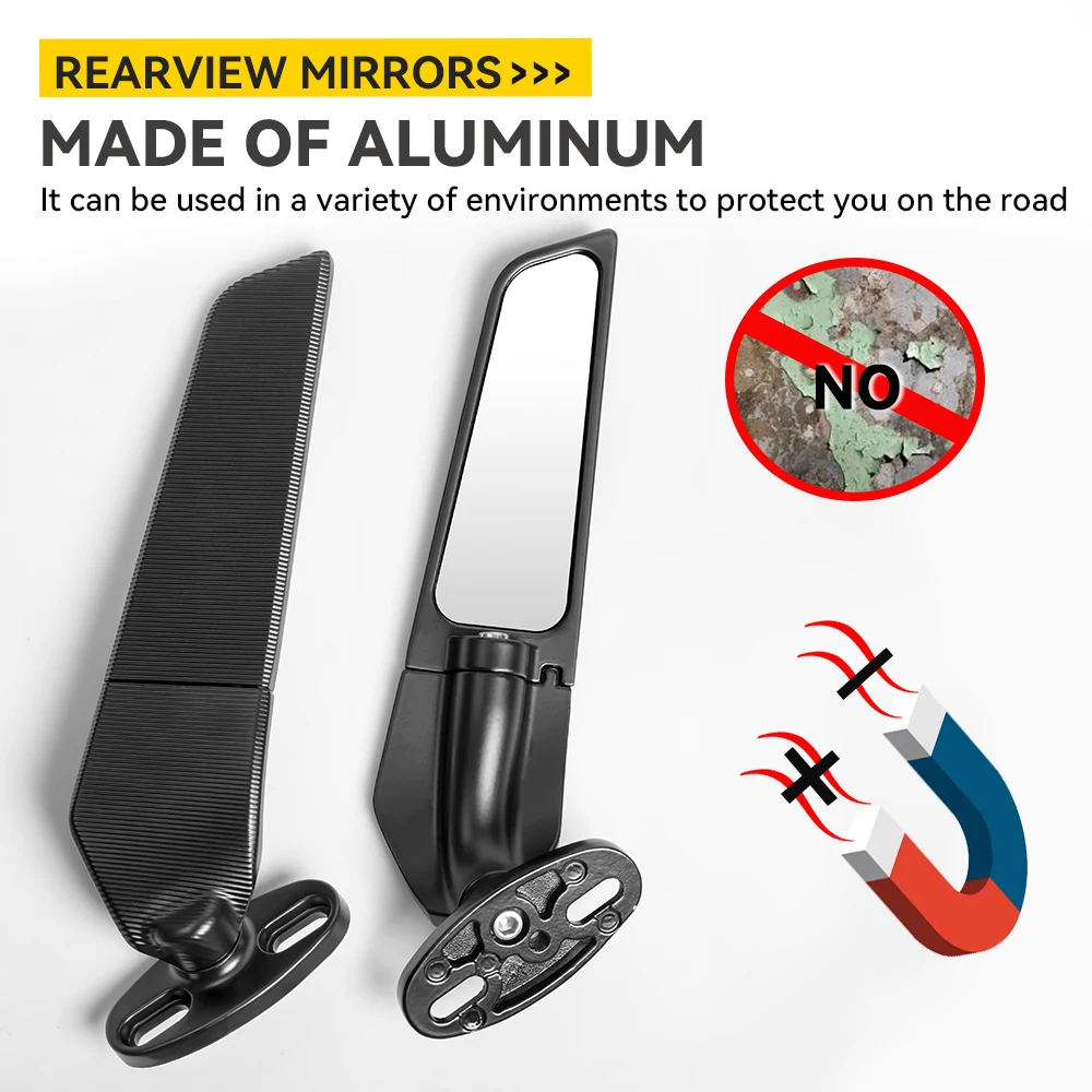 For Yamaha YZF R125 R25 R15V3 R1S Side Mirrors Rearview Mirror Modified Wind Wing Rotating Espelhos Moto Espejo Retrovisor 6