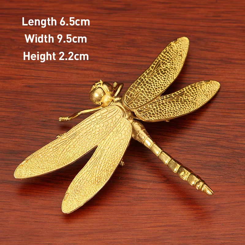 Creative Brass Small Dragonfly Shape Wings Detachable Ornament Micro Landscape Tea Pet Indoor Desktop Decorations Accessorie 1Pc