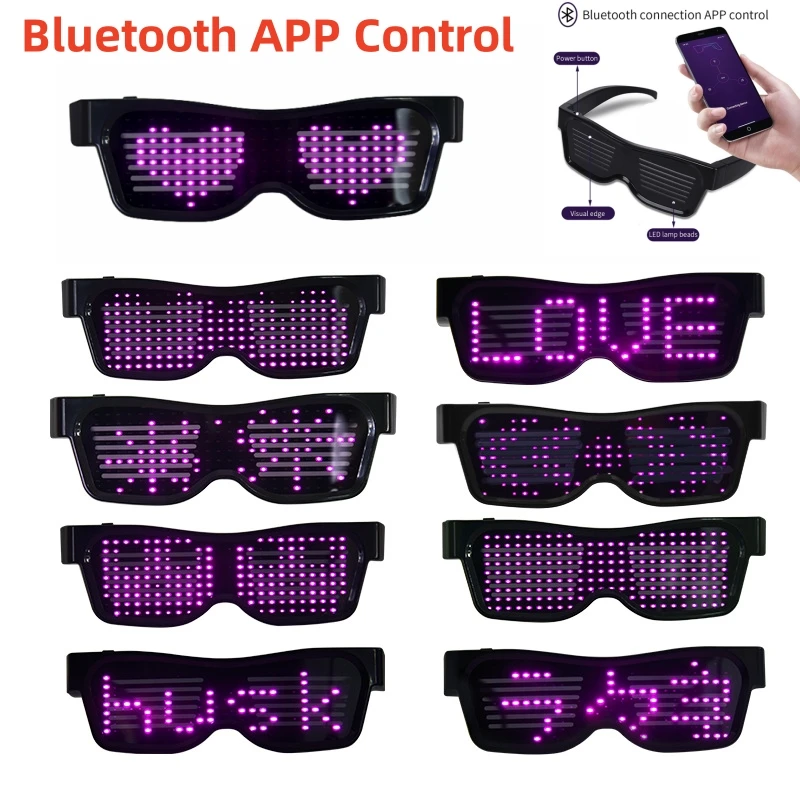 App Control Led Flashing Luminous Eyewear Party Glasses USB Charge for Christmas Concert Party Holiday glow sunglasses,glow glasses
