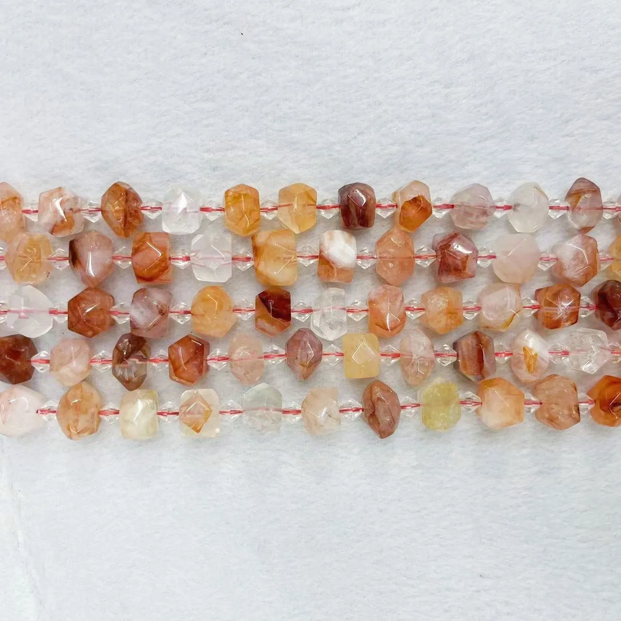 Noble Irregular Natural Red Gun Flower Crystal Ghost Stone Beads Colorful Gems Loose Spacing Charm Beads DIY Jewelry Making