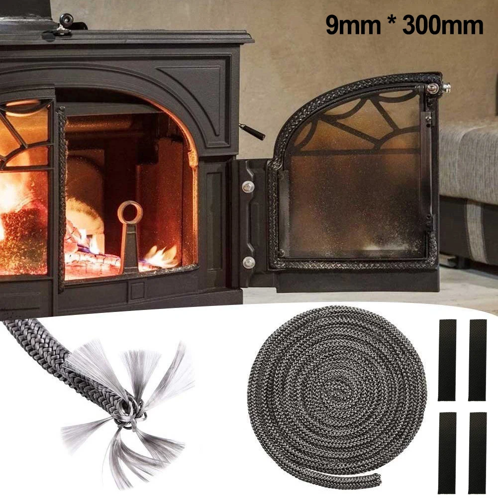 Fireplace Fiberglass Rope Seal Strip Adhesive Tape Kit Wood Burning Stove 3Meters 9mm Rope Log Burner Door Seal Home Decoration wood burning stove seal