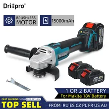 Drillpro 125MM Brushless Electric Angle Grinder 4 Speed Cutting Machine Power Tool +Lithium-Ion Battery For Makita 18V Battery