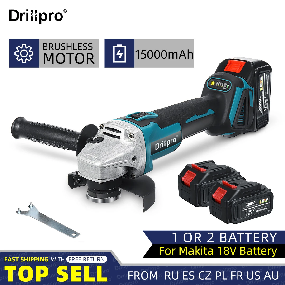 Drillpro 125MM Brushless Electric Angle Grinder 4 Speed Cutting Machine Power Tool +Lithium-Ion Battery For Makita 18V Battery best pressure washer for home use