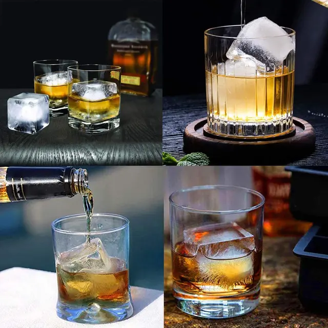 Set di vassoi per cubetti di ghiaccio di 2, sfera in silicone Whisky Ice  Ball Maker Grandi stampi quadrati per cubetti di ghiaccio compatibili con  cocktail e bourbon - riutilizzabili e senza