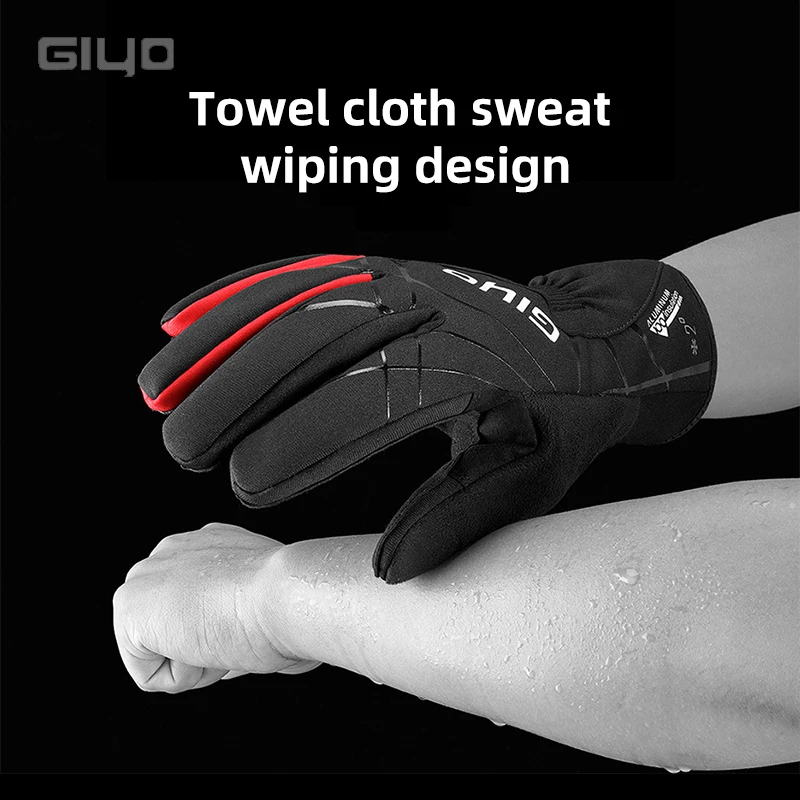 Giyo S-15 Winter Cycling Gloves Waterproof Thermal Touch Screen Gloves SBR Filling Shock Absorbing for Riding Skiing Climbing 3