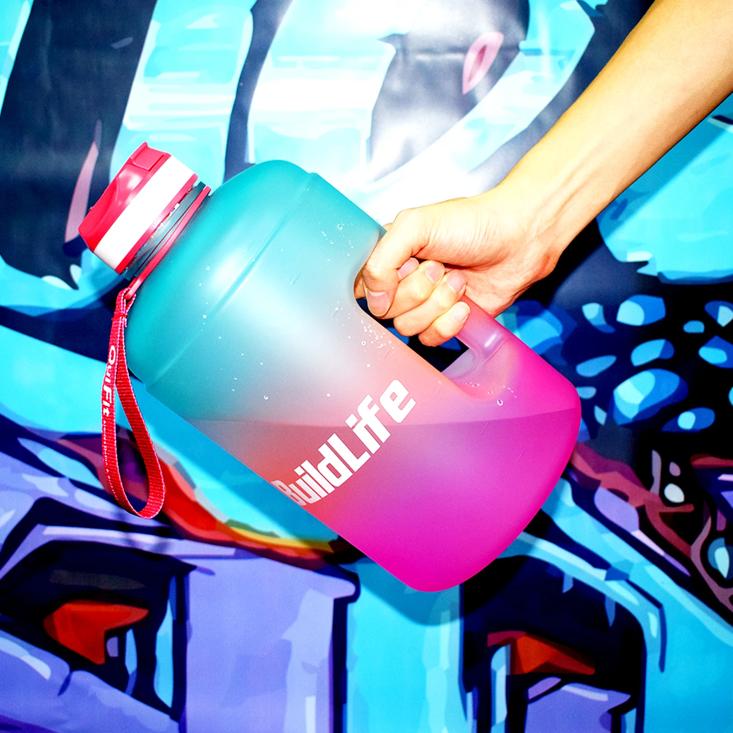 QuiFit 3.78L 2.2L 128oz Gallon Water Bottle with Straw Motivational & Time Marker GYM Drinking Jug BPA Free Sports Outdoor