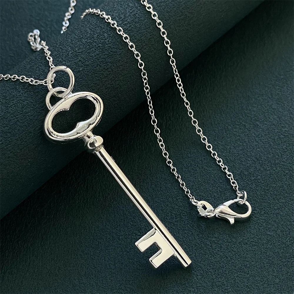 925 Silver Necklace Oval Ring Key Pendant Suitable For Men And Women To Wear Daily pendant necklace silver necklace silver pendant