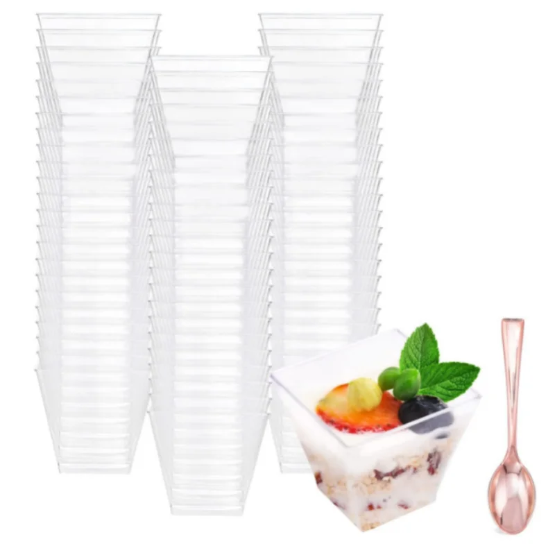 100Pack2OZMiniDessertCupsForPartySmallPlasticDessertCupsDisposableDessertShooter