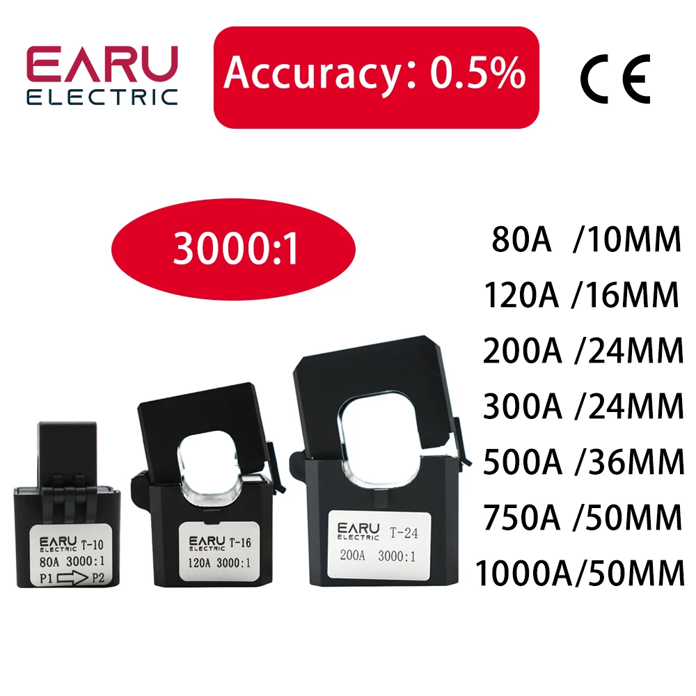 Micro Sensor Rachado do Transformador Atual do Núcleo tipo Aberto da C.a. Braçadeira de Alta Freqüência ct 80a 120a 200a 300a 500a 750a 3000 1