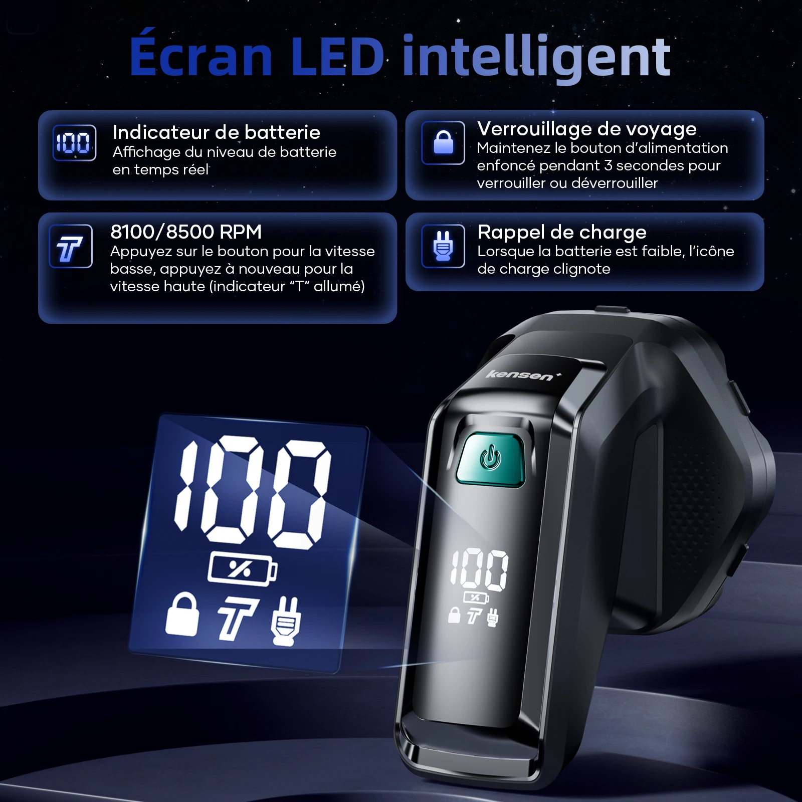 Kensen S32 Electric Shaver F Men 7D Floating Cutter USB-C Rechargeable 8100/8500 RPM IPX6 Waterproof Magnetic Head_voghion.com