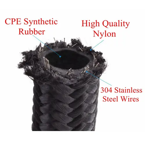 1M/3M/5M/6M AN4 AN6 AN8 AN10 Fuel Hose Oil Gas Cooler Hose Line Pipe Tube Nylon Stainless Steel Braided Inside CPE Rubber - Image 2
