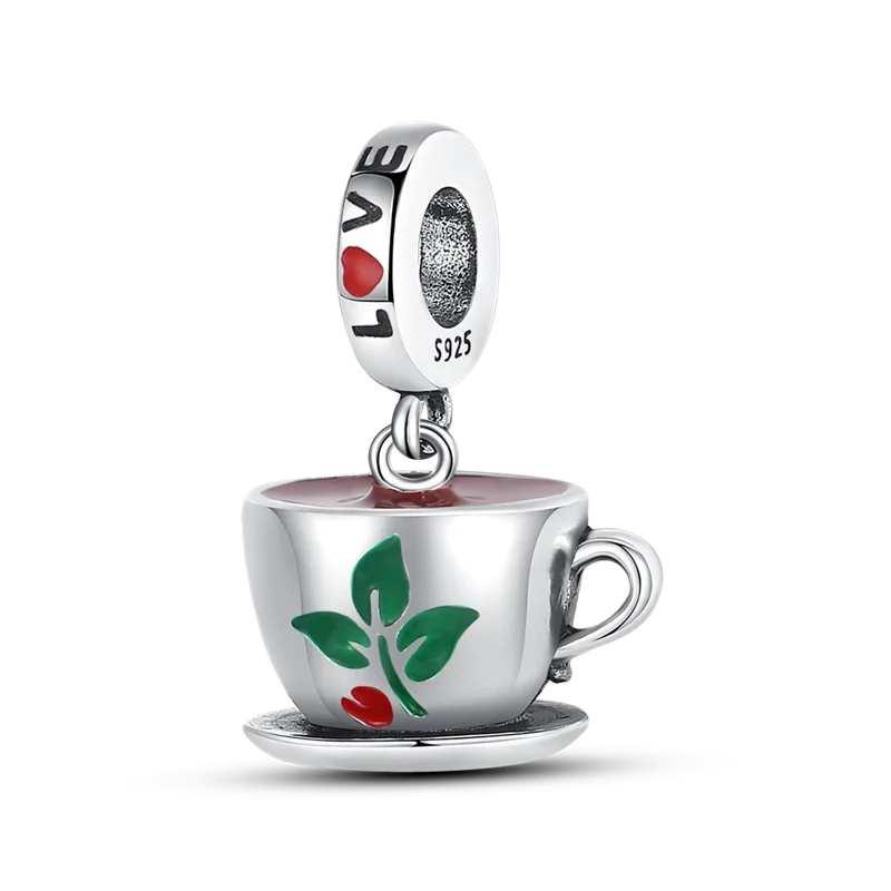 

Genuine 925 Sterling Silver Coffee Charm for Original Pandora Bracelets and Bangles Women's Birthday Fashion Jewelry Gift
