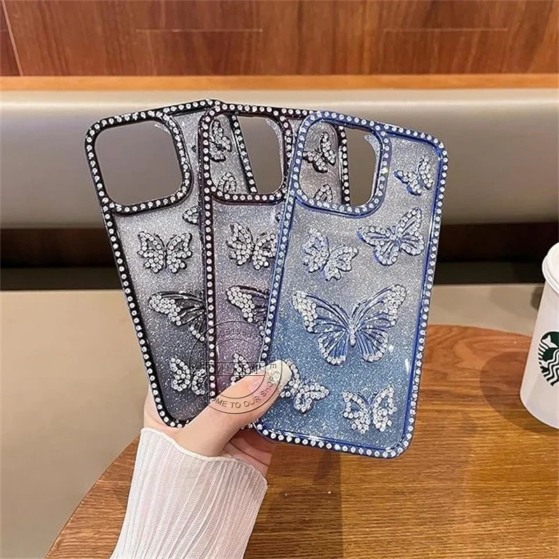 Sparkling 3D Butterfly Shiny Bling Rhinestone Case
