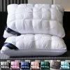 Liv-Esthete Noble White 100% Goose Down Pillow Sleep Gift Down-proof Queen King 100% Cotton White Neck Protection Bed Pillows 1