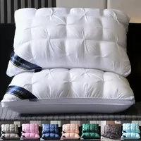 Liv-Esthete Noble White 100% Goose Down Pillow Sleep Gift Down-proof Queen King 100% Cotton White Neck Protection Bed Pillows 1