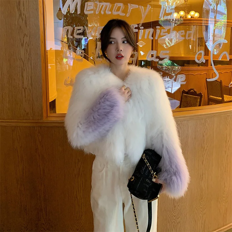 High Quality Fox Hair Braided Thickened Short Coat Winter New Ladies Sweet Design Fur Charm Fashion Warm Cardigan Coat 2023