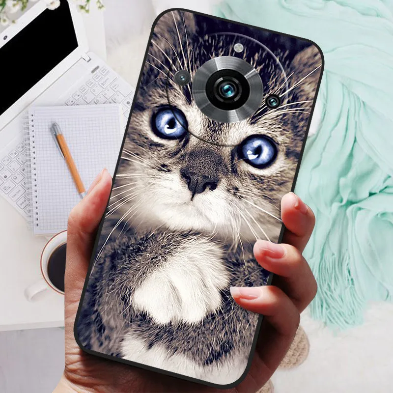 Black Silicone Bumper Case with Wolf and Lion Design - Soft TPU Covers
