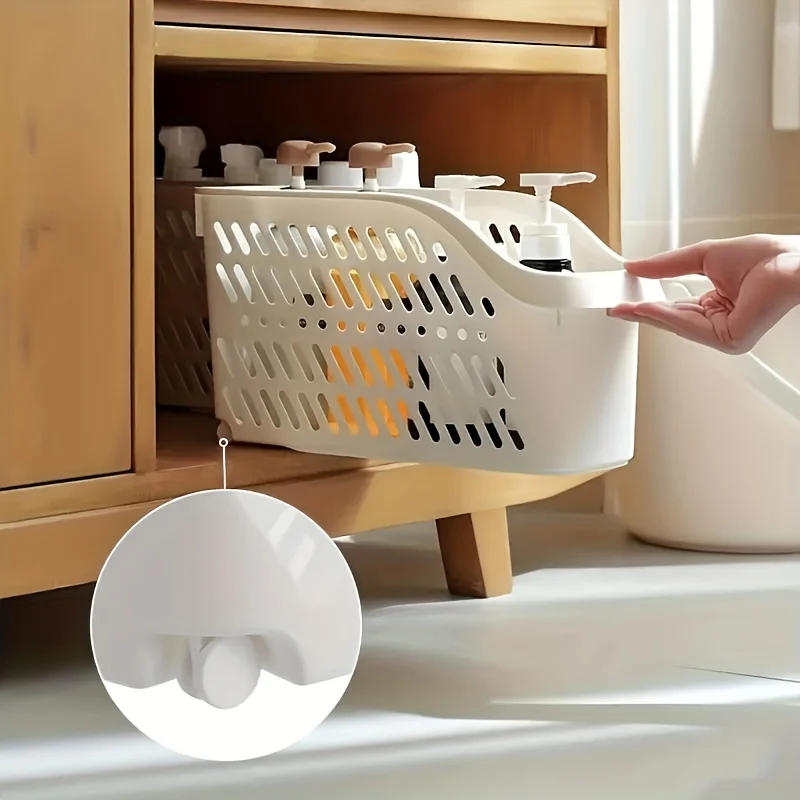 1pc Kitchen and bathroom sinks cabinets storage boxes toilet sink shelves with pulley storage baskets toilet storage rack