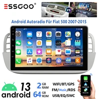 ESSGOO 9" Android 13 2+64G Wireless Apple Carplay Android Auto For Fiat 500 2007-2015 Car Stereo GPS WIFI RDS Bluetooth FM USB