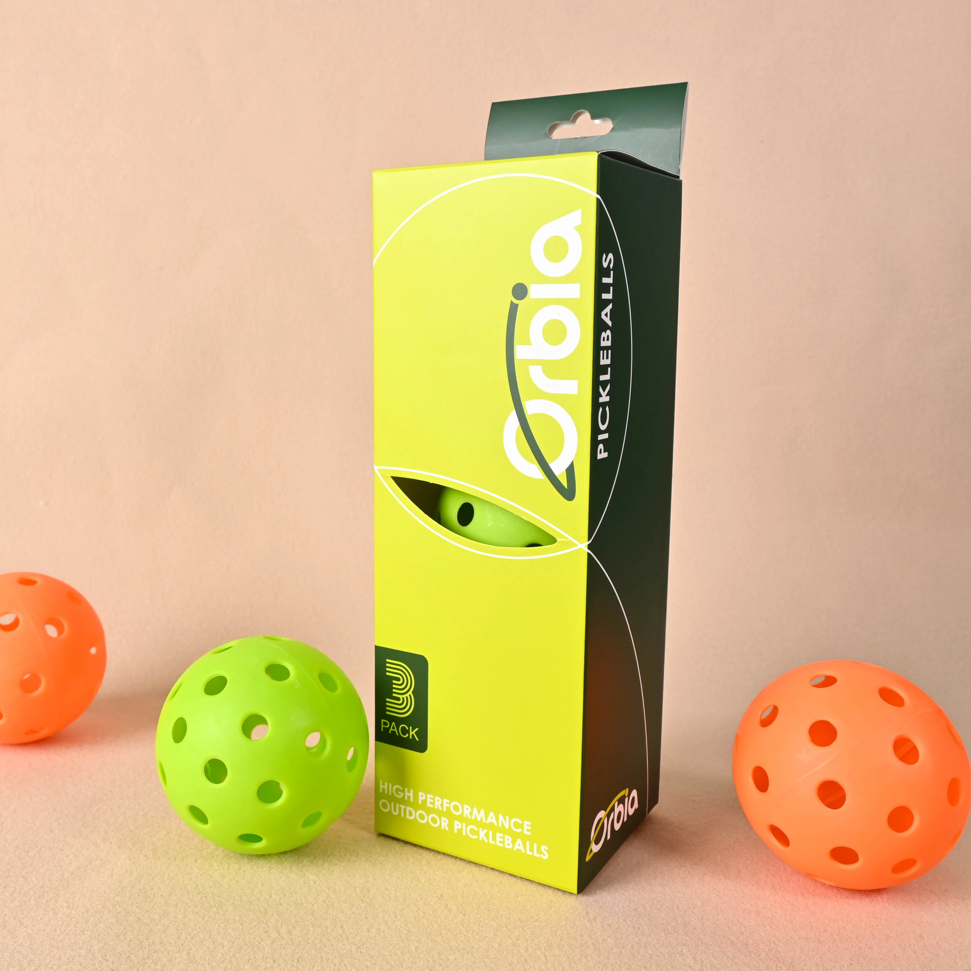 Orbia Sports Pickleball Balls Outdoor 40 Holes Training Pickleball Accessories 74mm Standard Pickle Balls 3Pcs