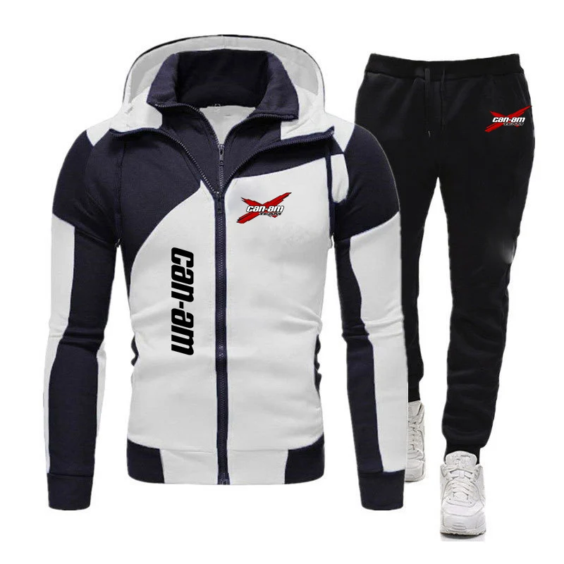 2023 Men Can Am Team Spyder Motorcycles Diagonal Zipper Hoodie Tracksuit Hooded Sweatshirts Tops+Pants Pullover Sportswear Suits 4