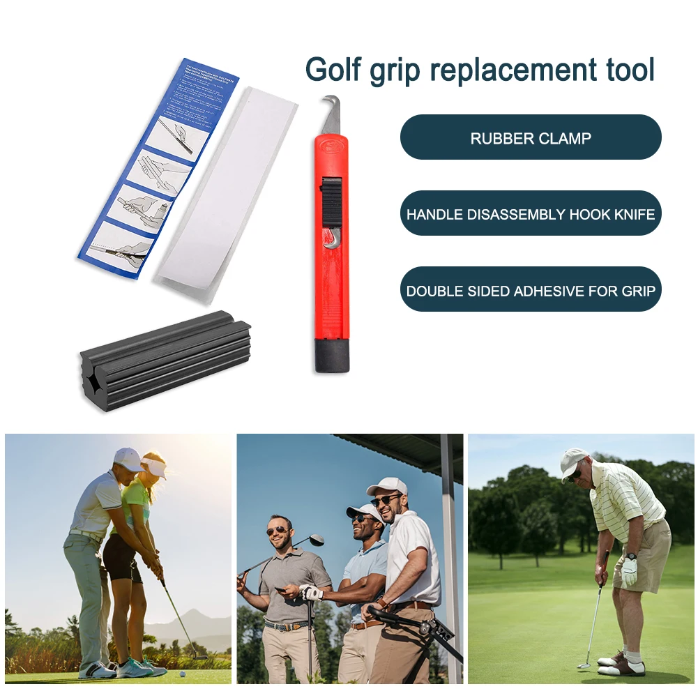 Kit Riparazione Impugnature Golf – 4 Pezzi Con Nastro, Lama, Morsa E Solvente 5 Oz