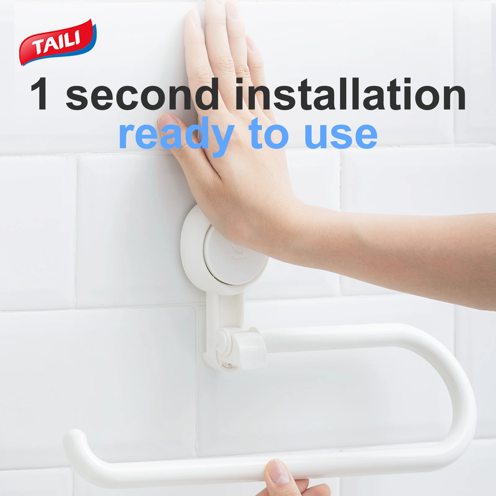 TAILI Suction Cup Kitchen Paper Towel Holder No Drilling Reusable Roll Holder for Bathroom Fresh-Keeping Bag Film Storage Rack paper towel holder towel holder toilet paper holder