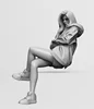 1/35 Die cast Resin Diagram Model Assembly Kit Unassembled Girl in Action Series Resin Model White Model free shipping 2