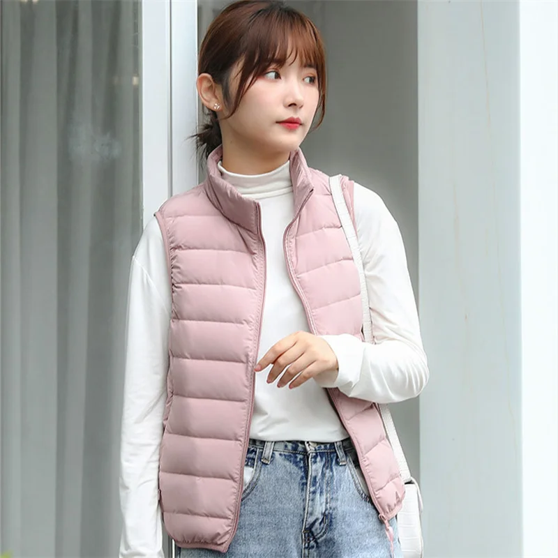 

Autumn Winter Women Warm Bigsize Down Waistcoat Jacket Ultra Light White Duck Down Vest Parkas Female Sleeveless Short Tank Coat