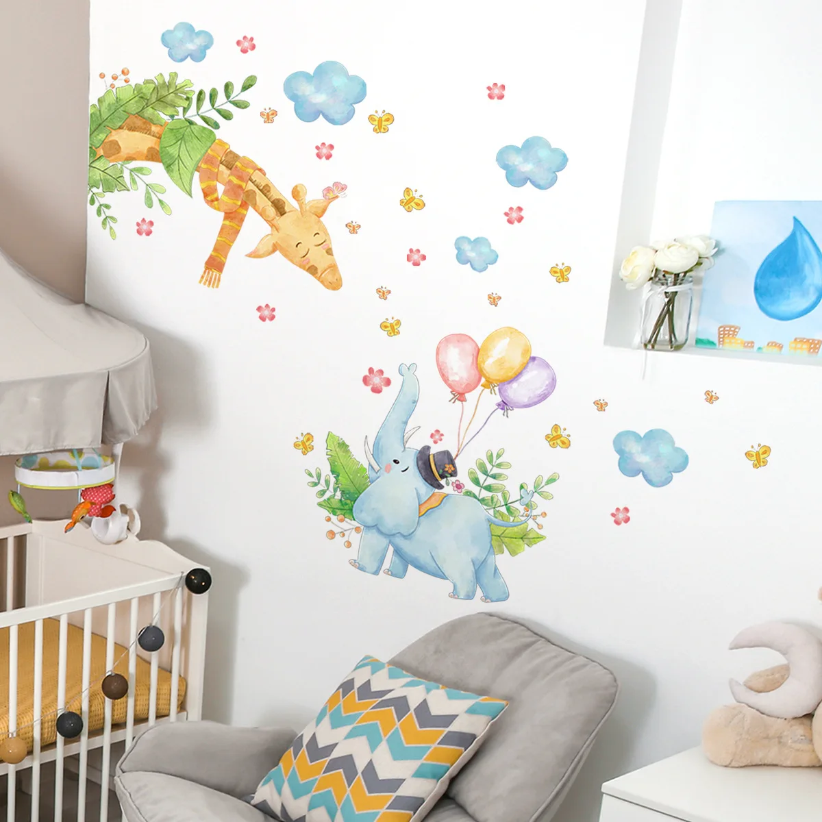 

Elephant Cloud Cartoon Wall Stickers, Living Room, Bedroom, Decoration, Self-Adhesive, Wholesale