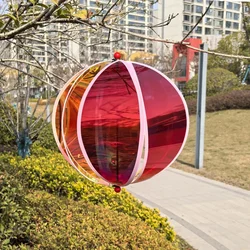 Radiant Rainbow Reflective Garden Pinwheel with Stake Decoration (Red - B)