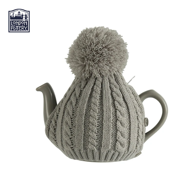 Teapot Insulation Cover London Pottery Teapot Tea cosy Grey Wool Knit Cover