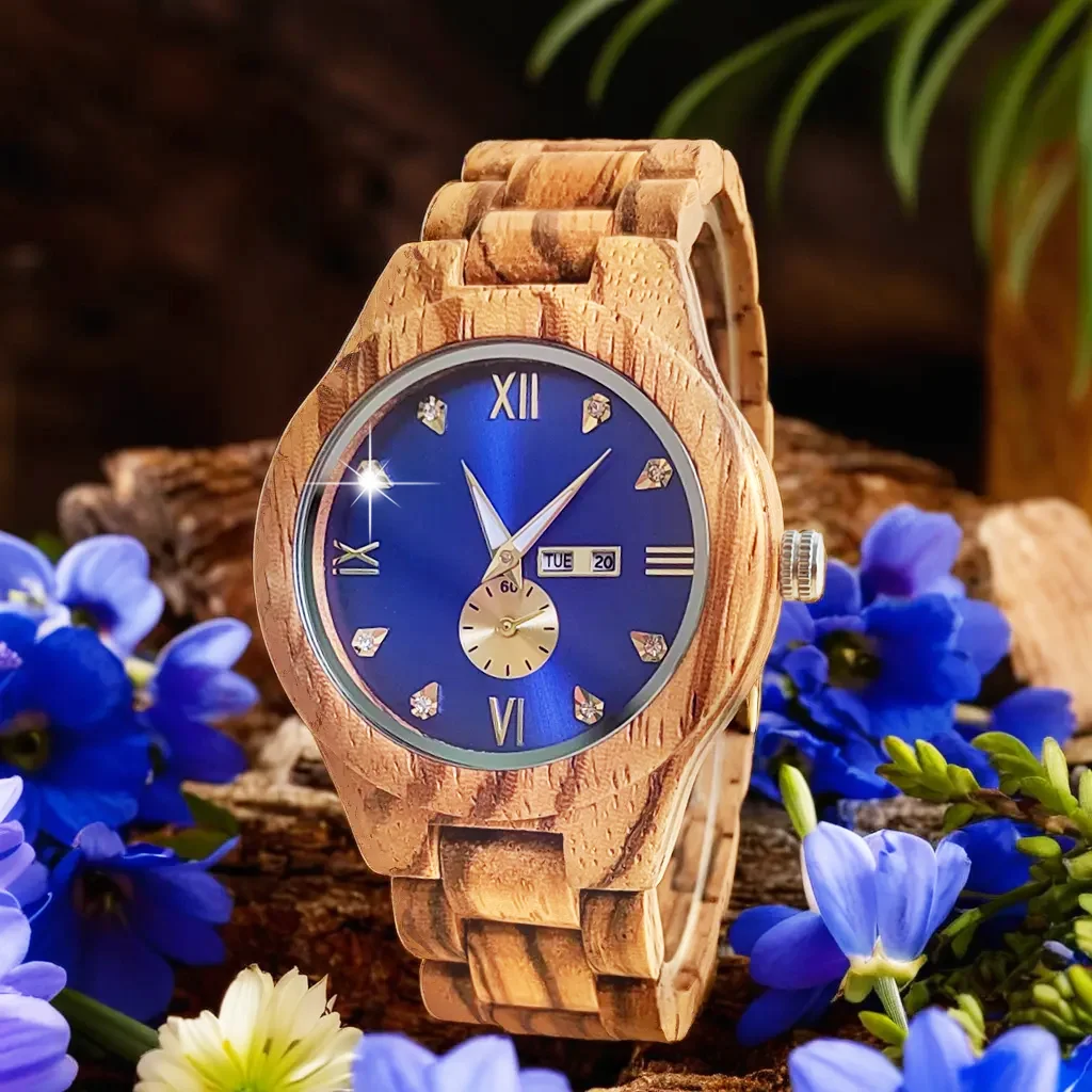 Women's Wooden Wristwatches, New Luxury Quartz Watch, Multifunction Chronograph Clock, Luminous Fashion Girlfriend Wood Watches